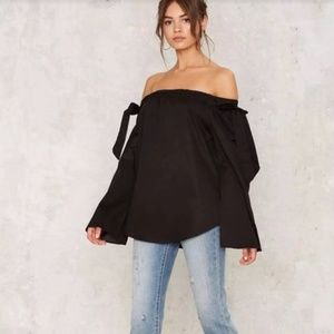 Nasty Gal Black Off the Shoulder Top XS